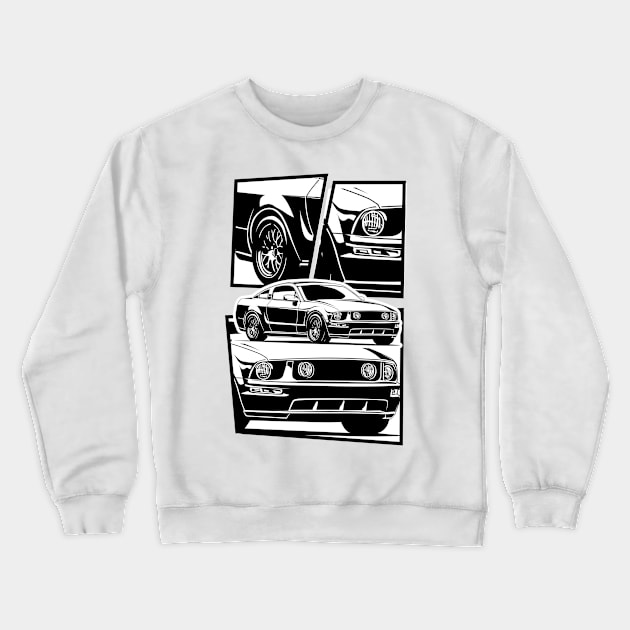 Ford Mustang pony GT 2005 illustration graphics Crewneck Sweatshirt by ASAKDESIGNS